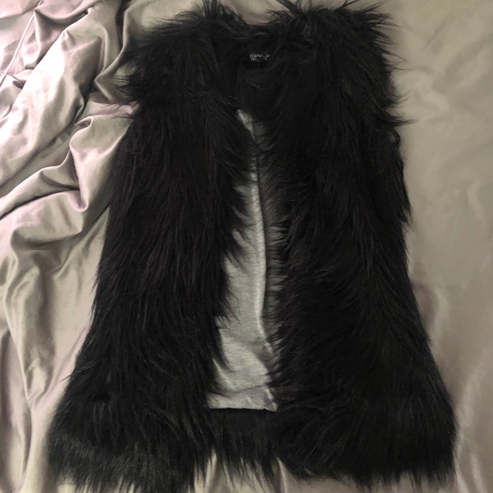topshop faux fur vest.
